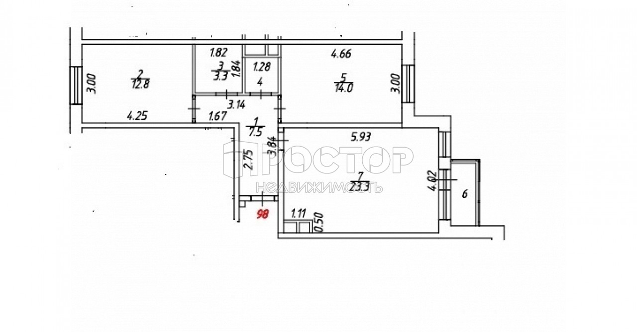 2-комнатная квартира, 62.6 м² - фото 5