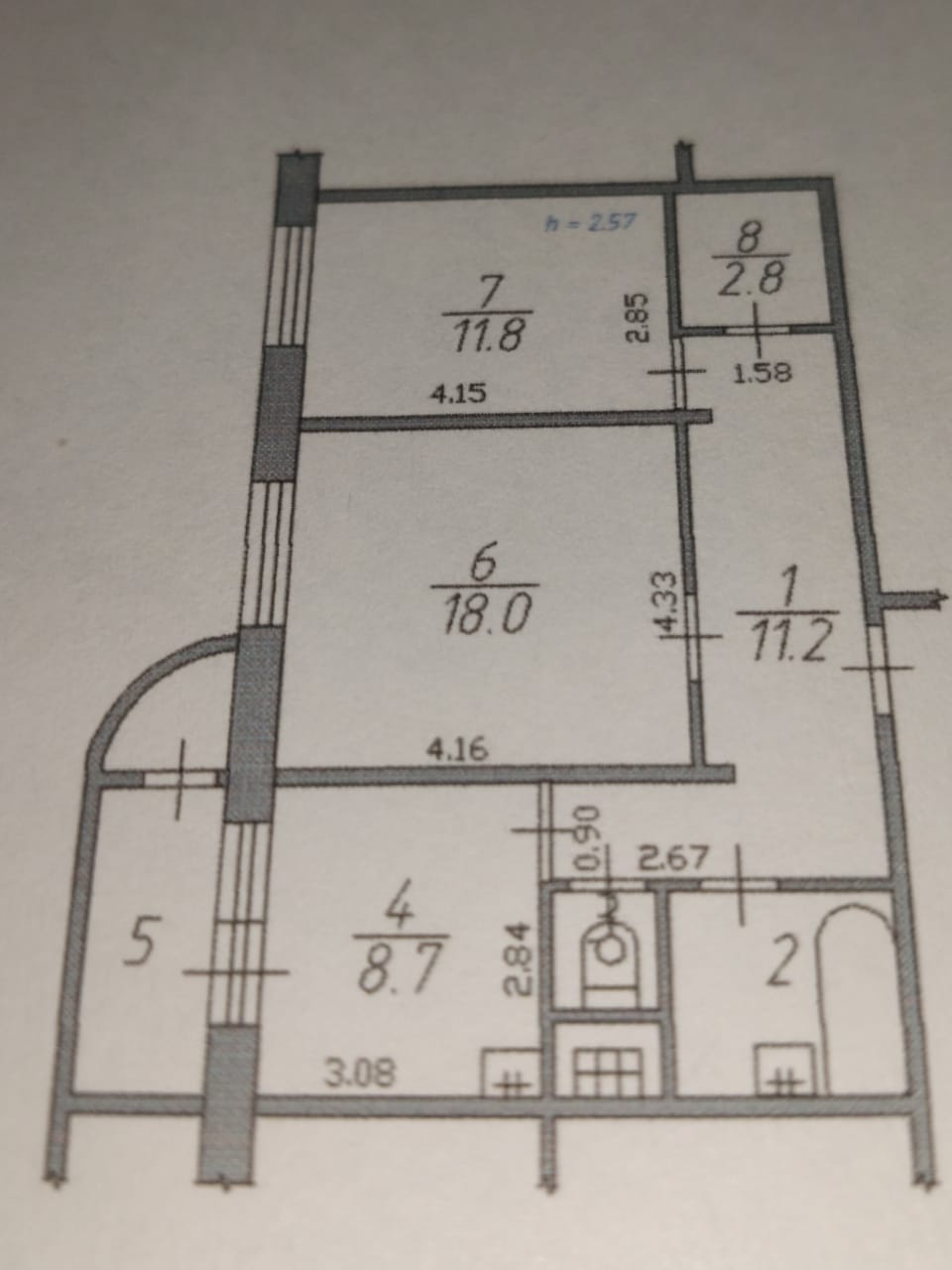 2-комнатная квартира, 56.6 м² - фото 6