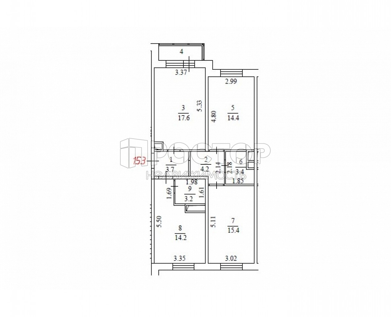 3-комнатная квартира, 76.1 м² - фото 7