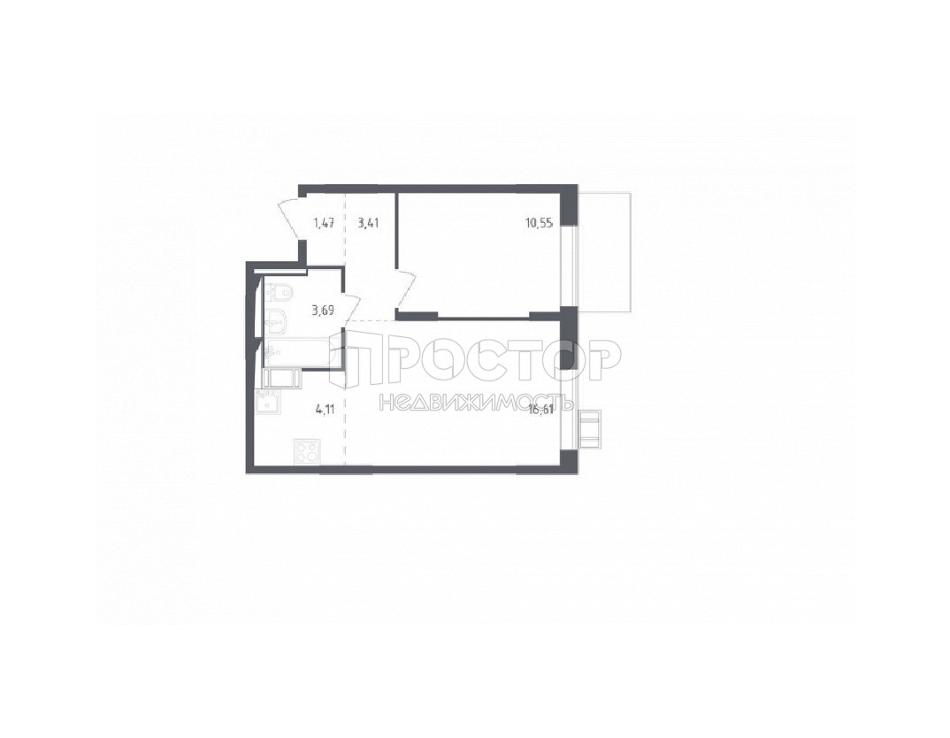 2-комнатная квартира, 36 м² - фото 6