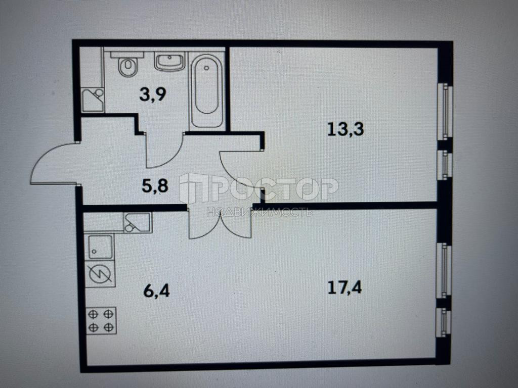 1-комнатная квартира, 47 м² - фото 11