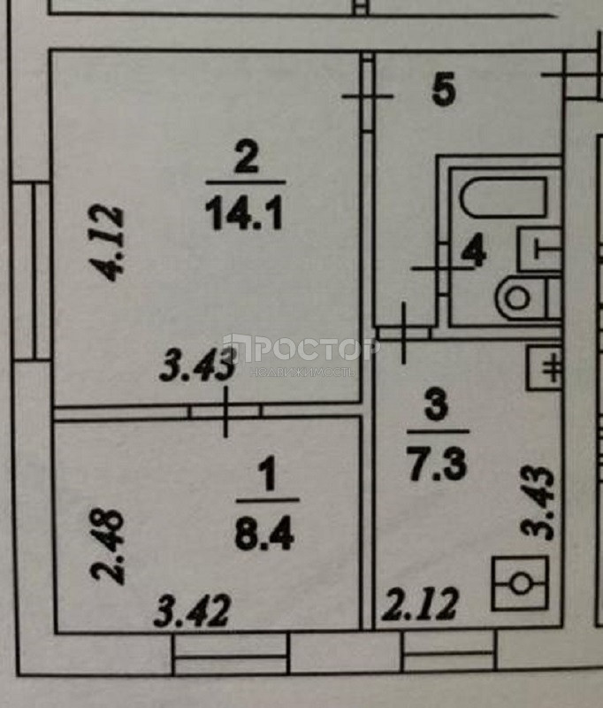 2-комнатная квартира, 37 м² - фото 16