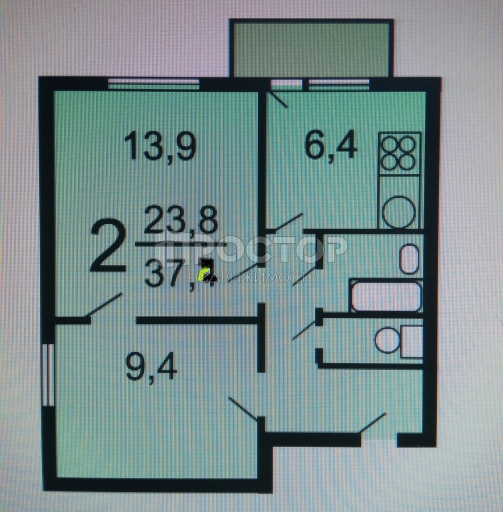 2-комнатная квартира, 37.7 м² - фото 11