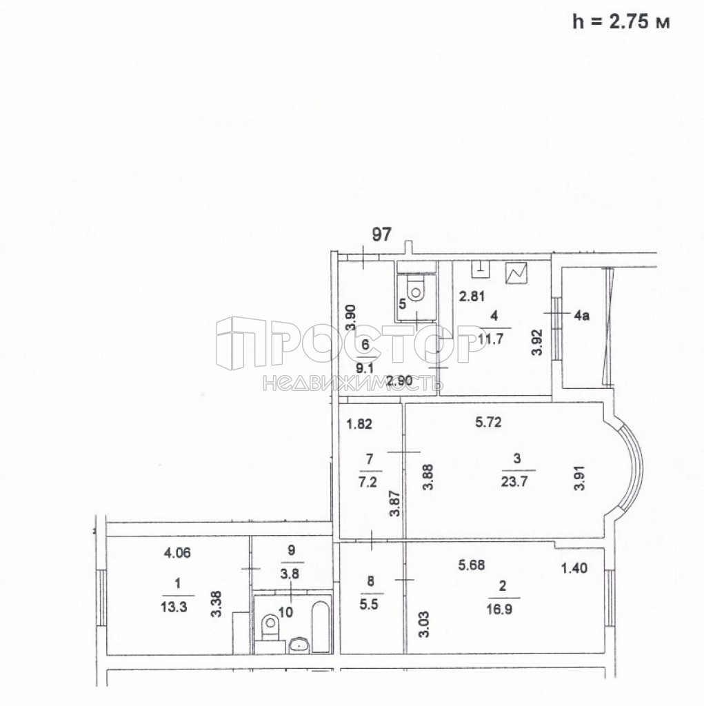 3-комнатная квартира, 96 м² - фото 11