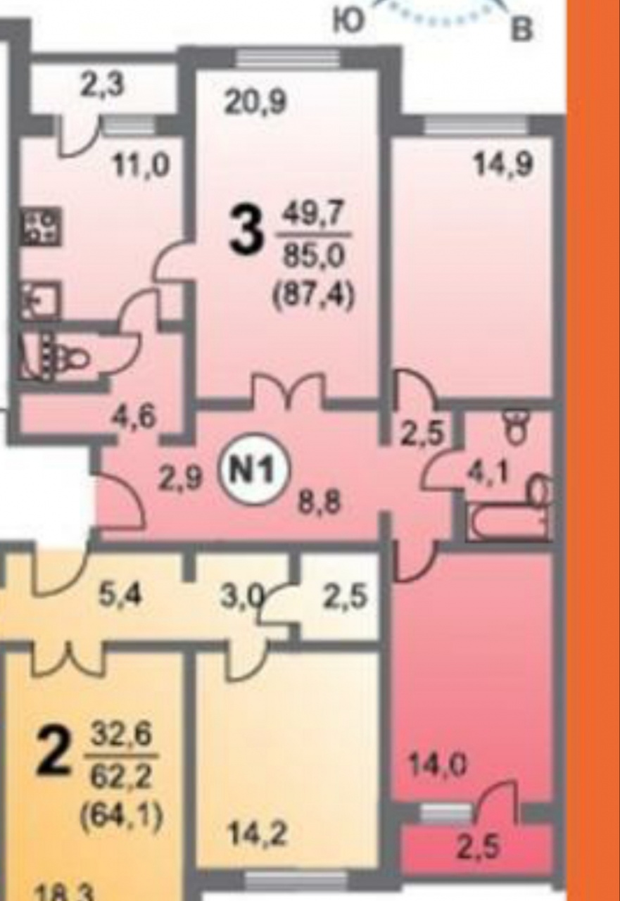 3-комнатная квартира, 85 м² - фото 17