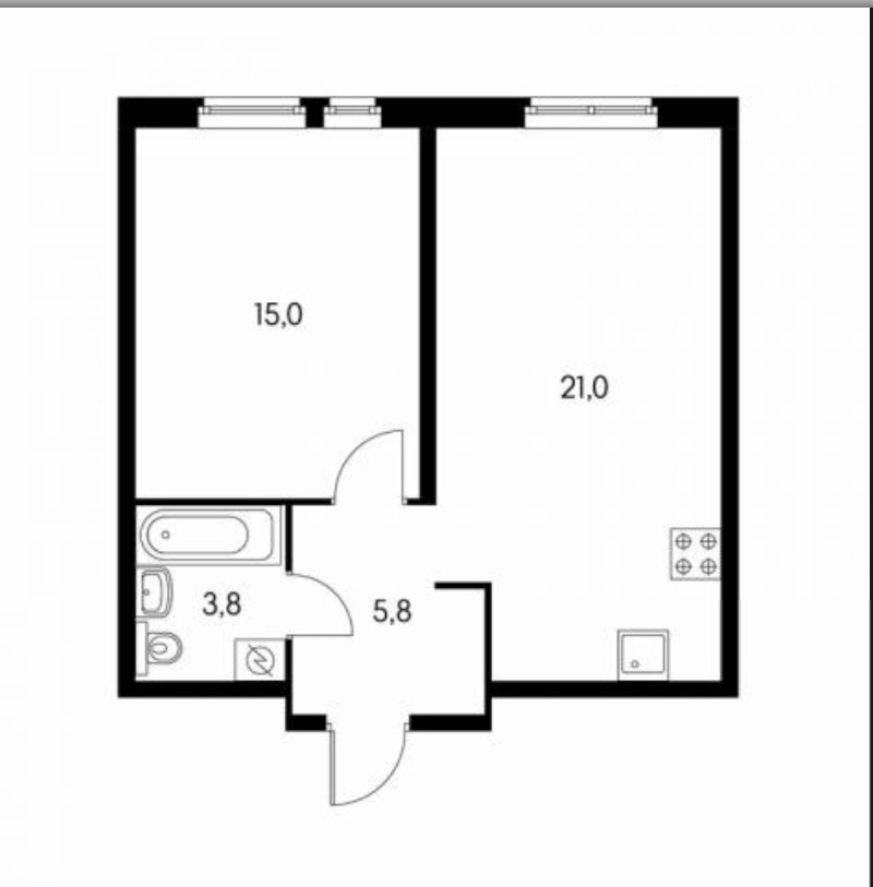 2-комнатная квартира, 45 м² - фото 13