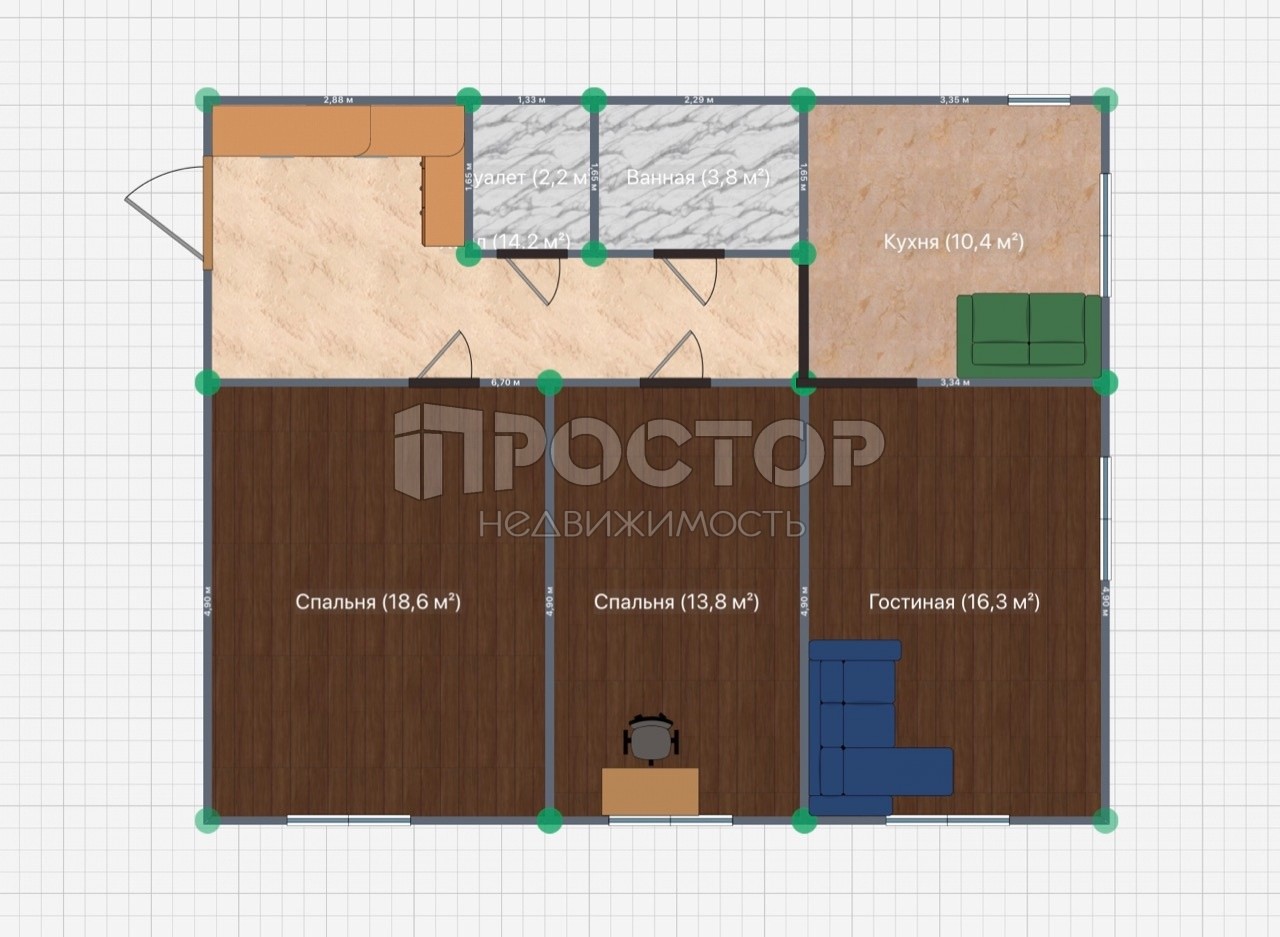 3-комнатная квартира, 76.7 м² - фото 27