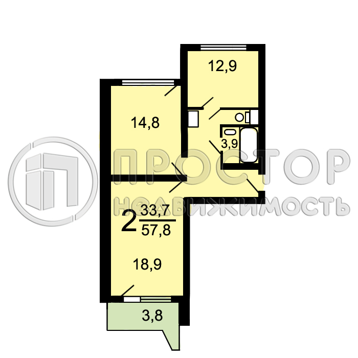 2-комнатная квартира, 57.8 м² - фото 17