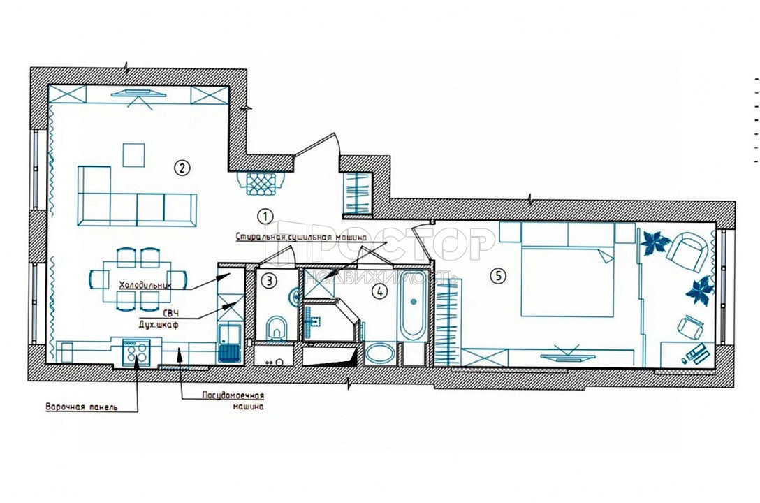 2-комнатная квартира, 57 м² - фото 14