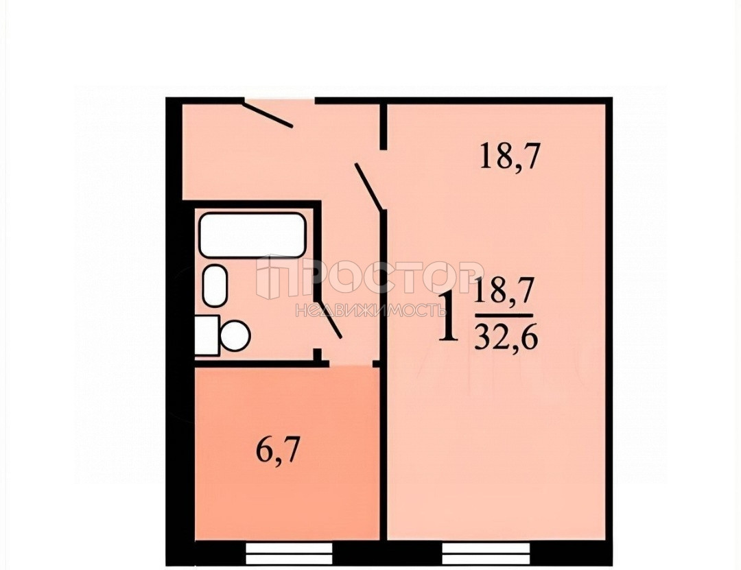 1-комнатная квартира, 33 м² - фото 9