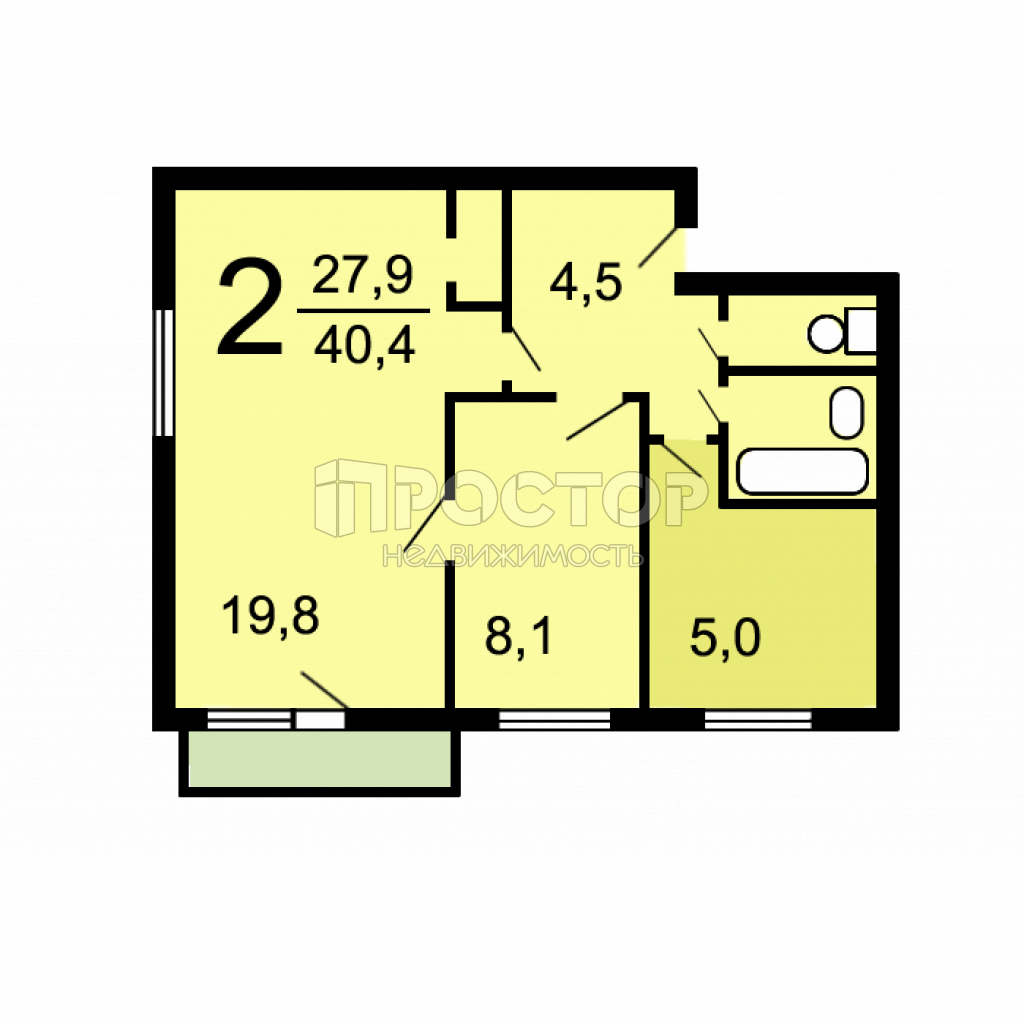 2-комнатная квартира, 40.4 м² - фото 16