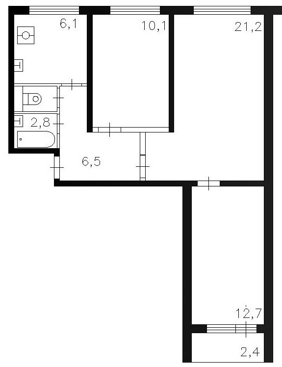 3-комнатная квартира, 58.6 м² - фото 2
