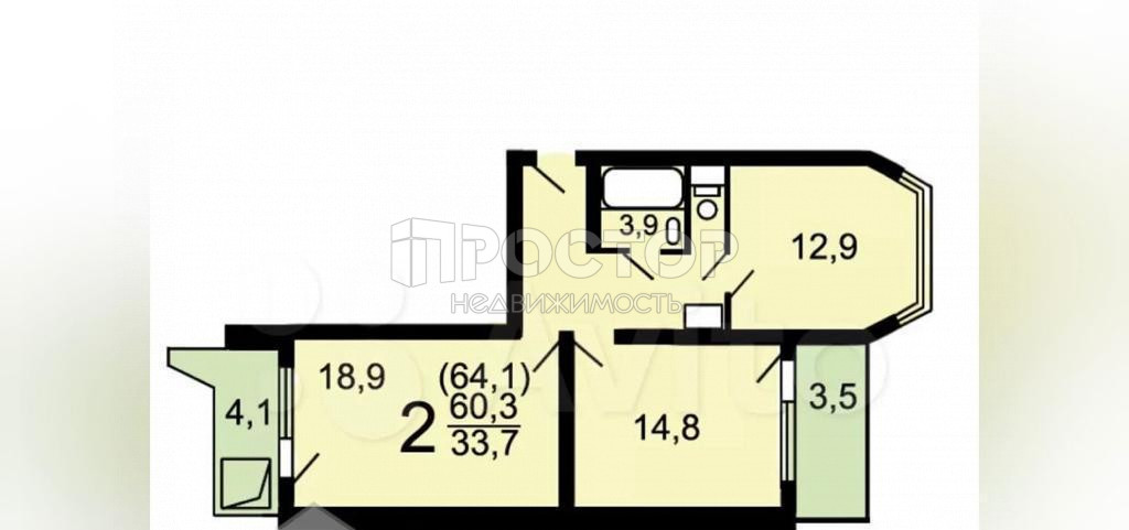 2-комнатная квартира, 60.4 м² - фото 35