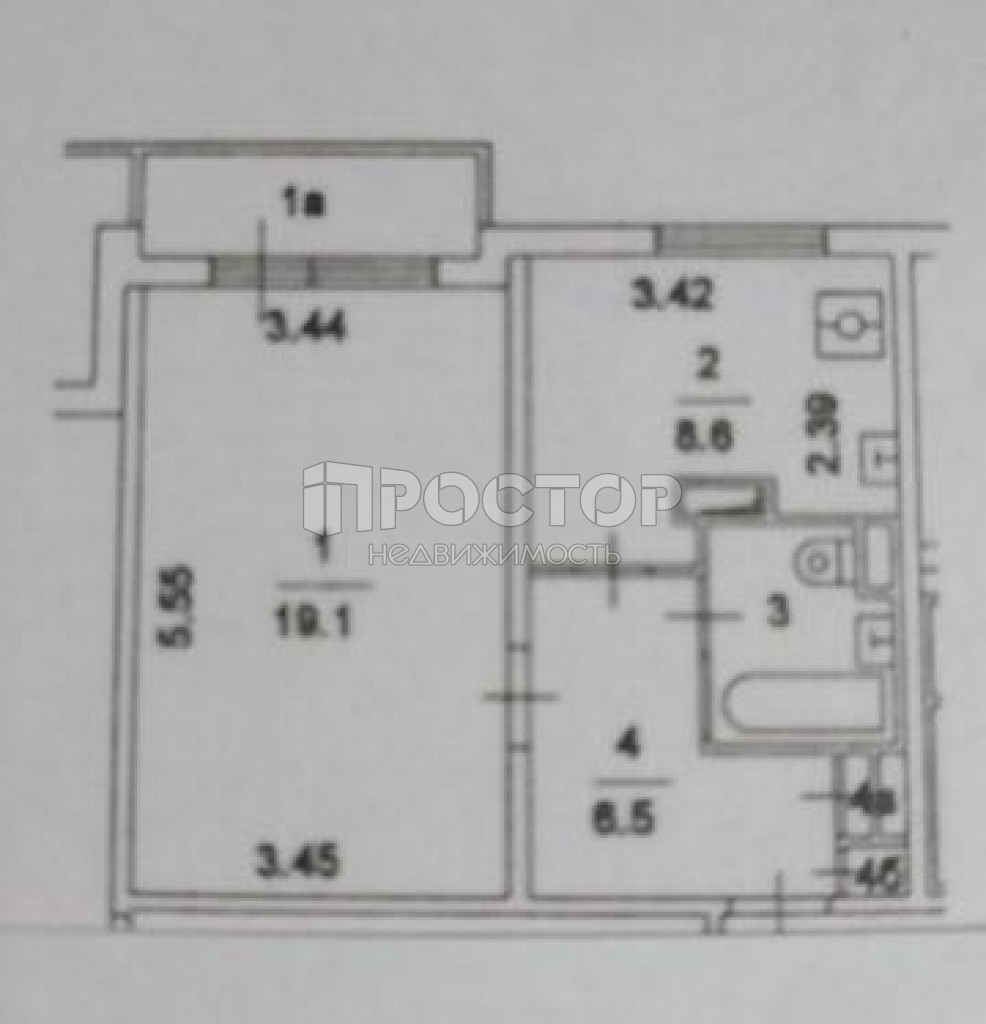 1-комнатная квартира, 38.9 м² - фото 7