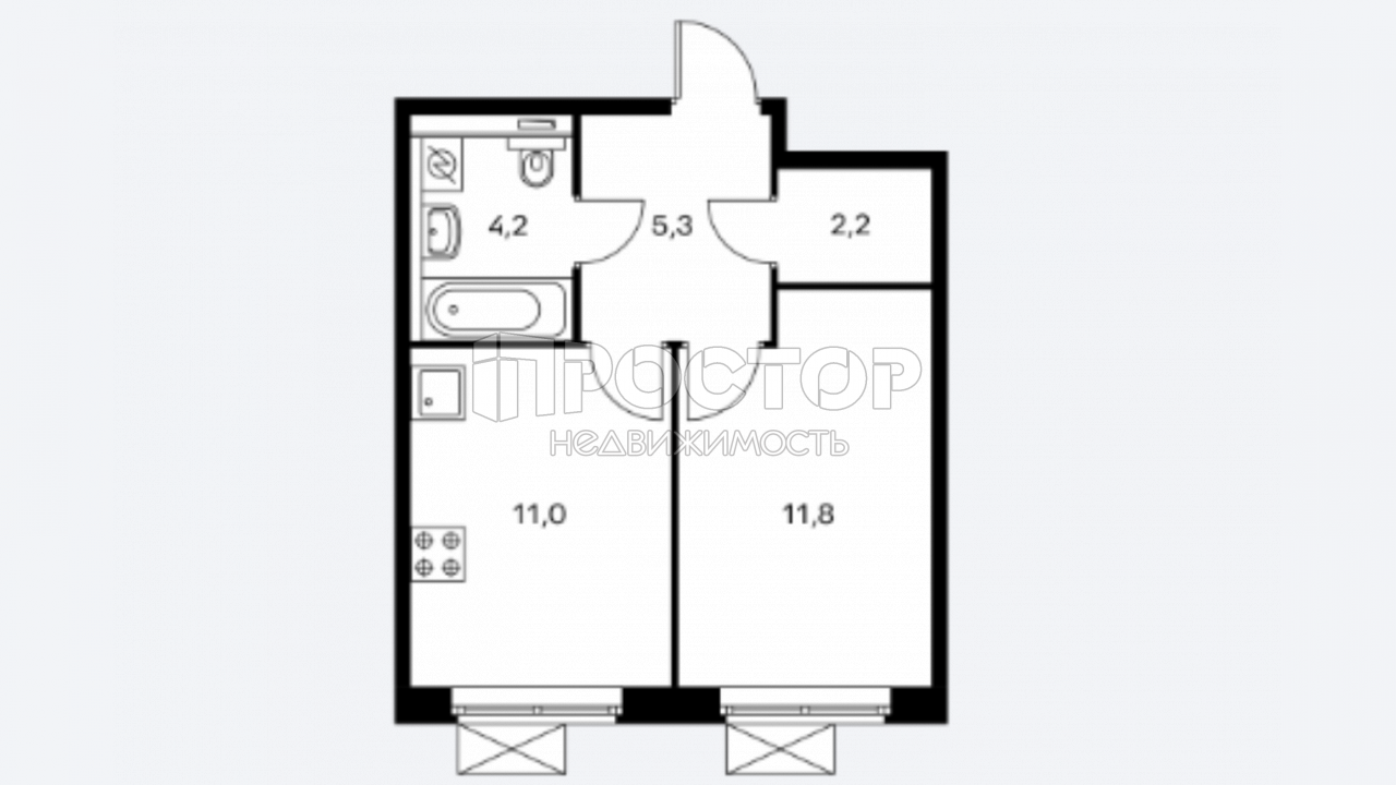 1-комнатная квартира, 34.5 м² - фото 11