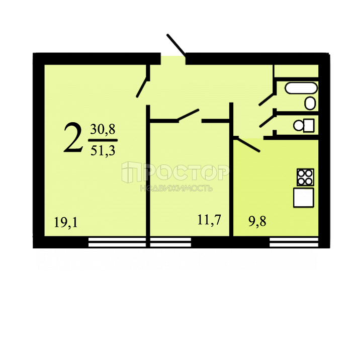 2-комнатная квартира, 51.8 м² - фото 8