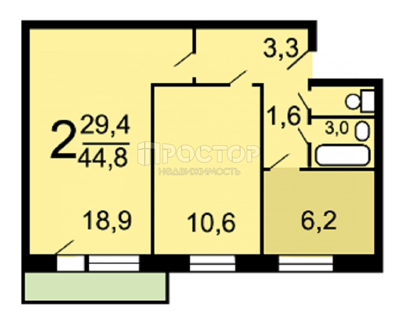 2-комнатная квартира, 44.8 м² - фото 41