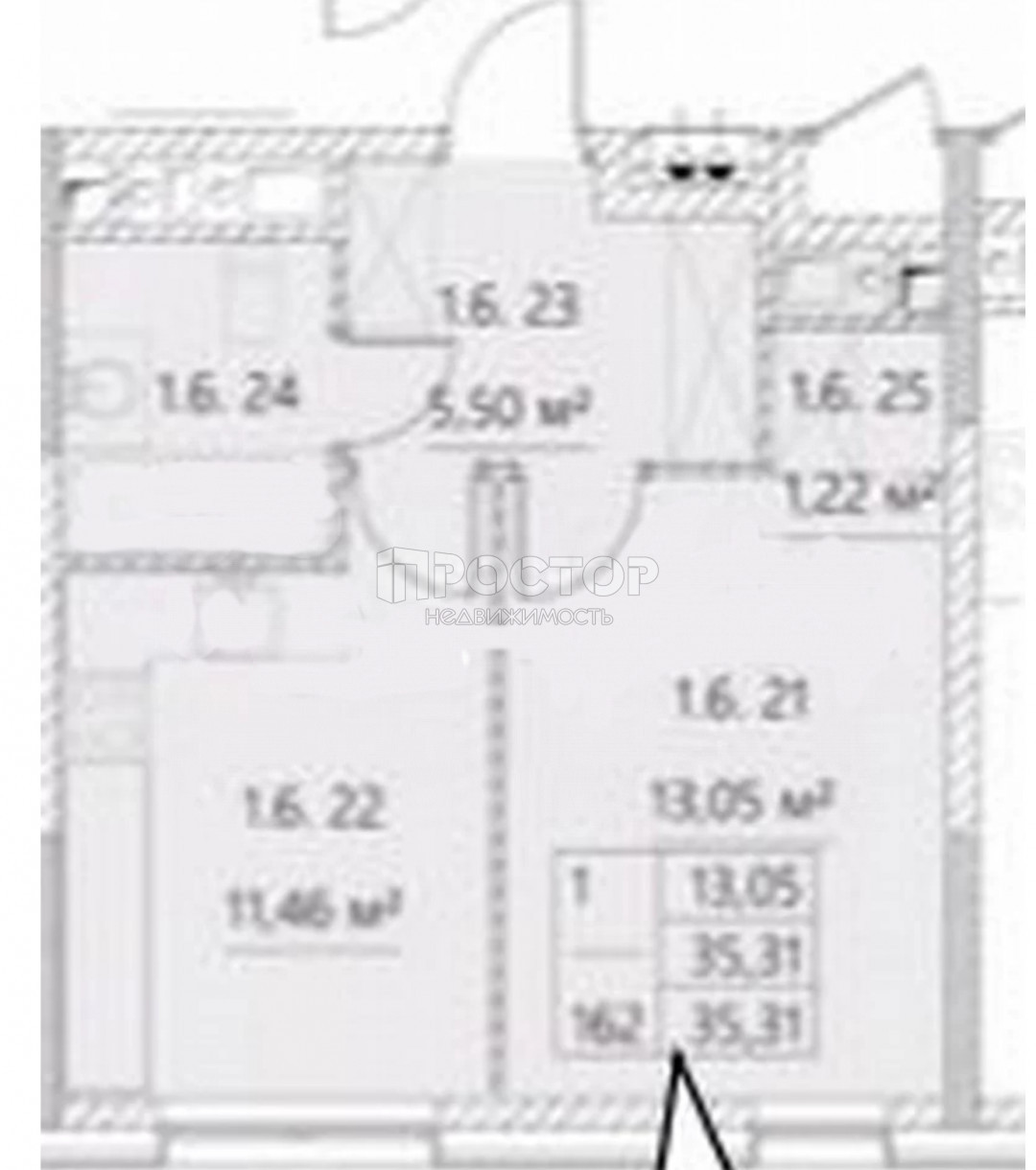 1-комнатная квартира, 36 м² - фото 8