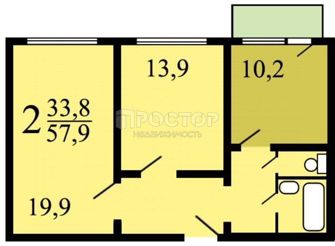 2-комнатная квартира, 58.4 м² - фото 14