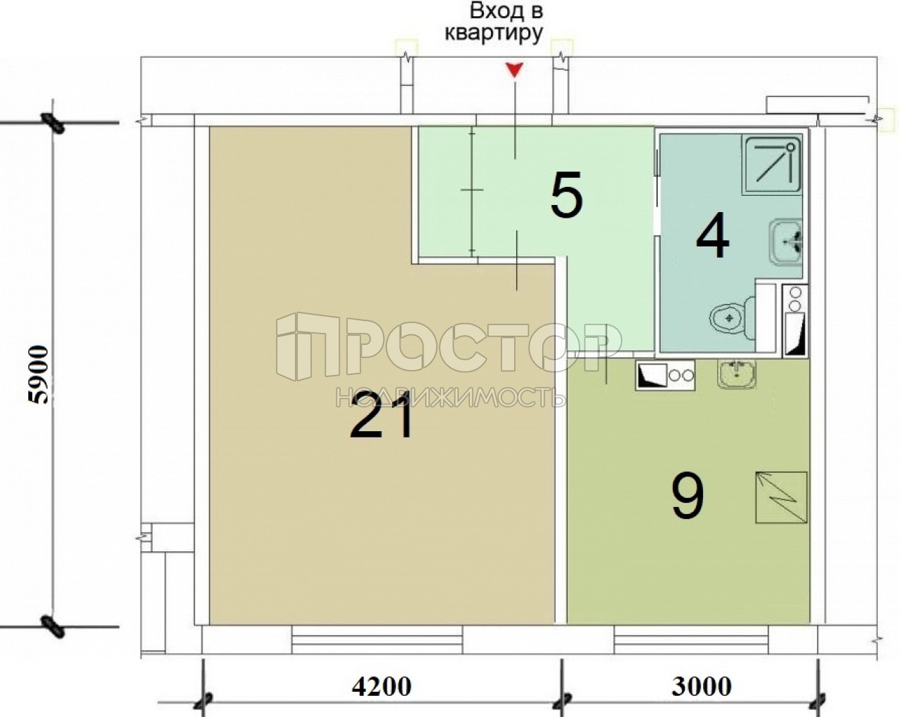 1-комнатная квартира, 40 м² - фото 12