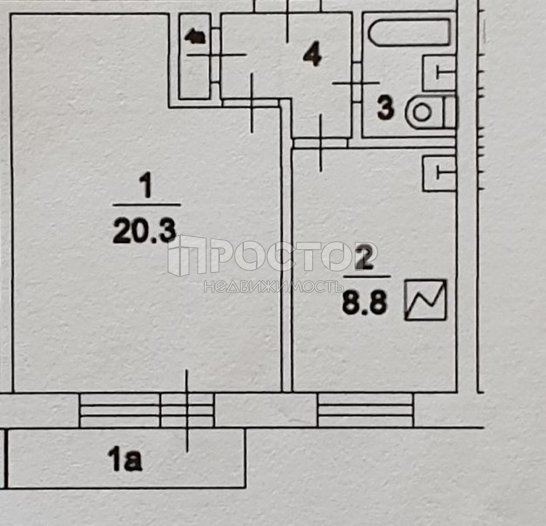 1-комнатная квартира, 35.2 м² - фото 3