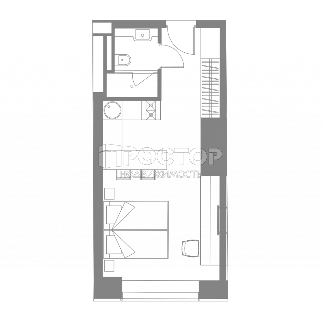 Студия, 27.7 м² - фото 7