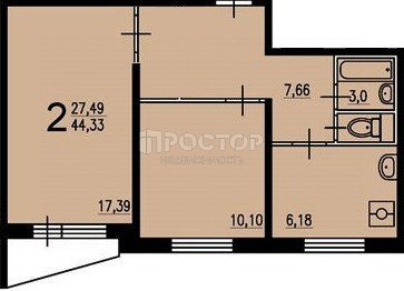 2-комнатная квартира, 45 м² - фото 10