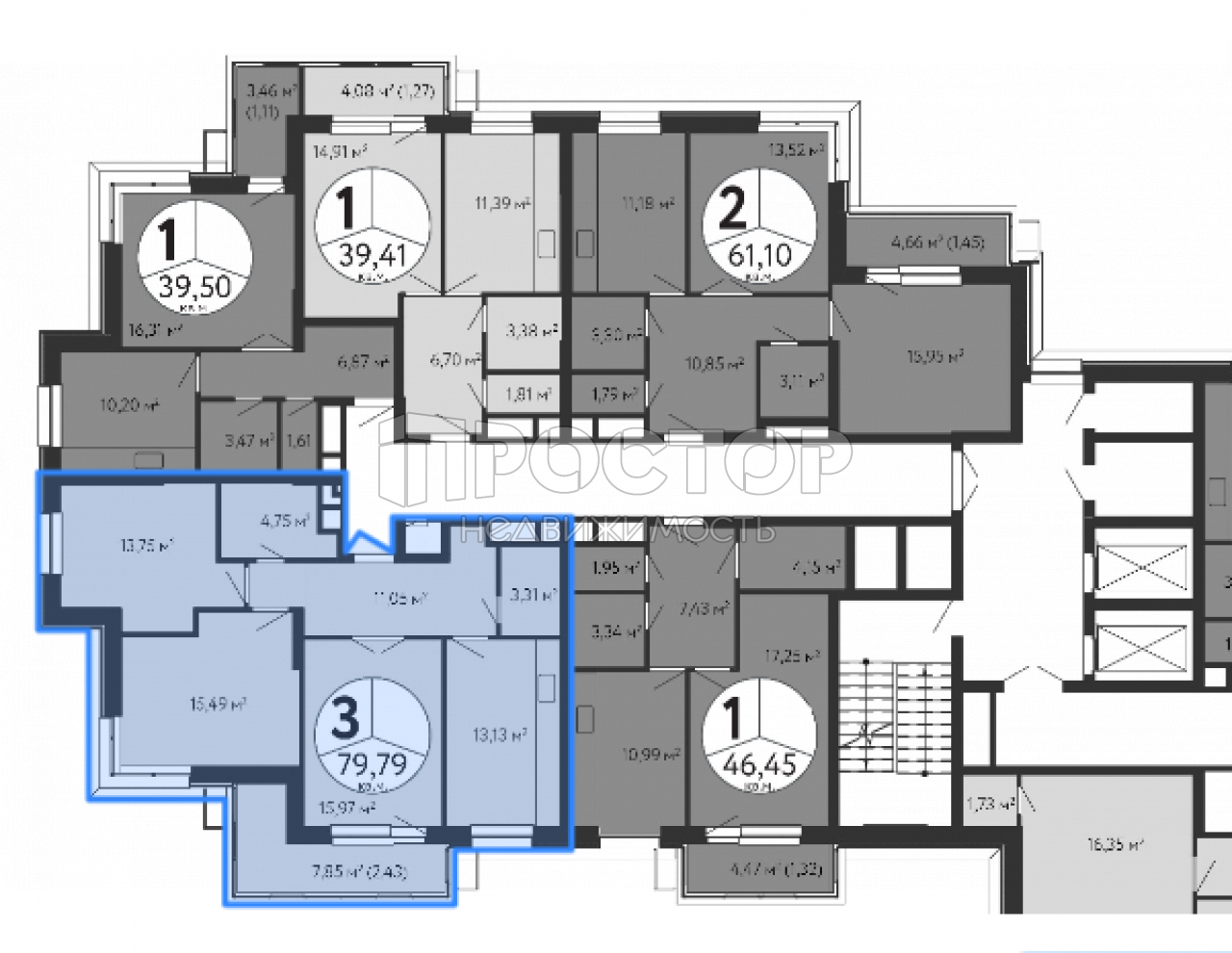 3-комнатная квартира, 79.79 м² - фото 4