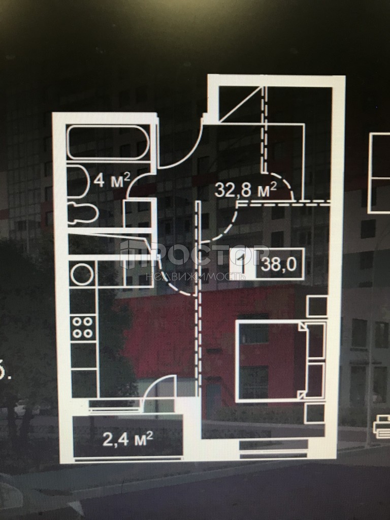 1-комнатная квартира, 38 м² - фото 13