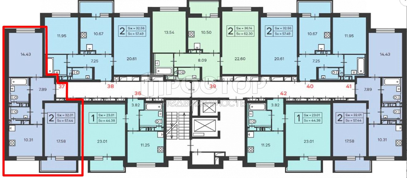 2-комнатная квартира, 57.44 м² - фото 5