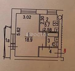 1-комнатная квартира, 30.7 м² - фото 14