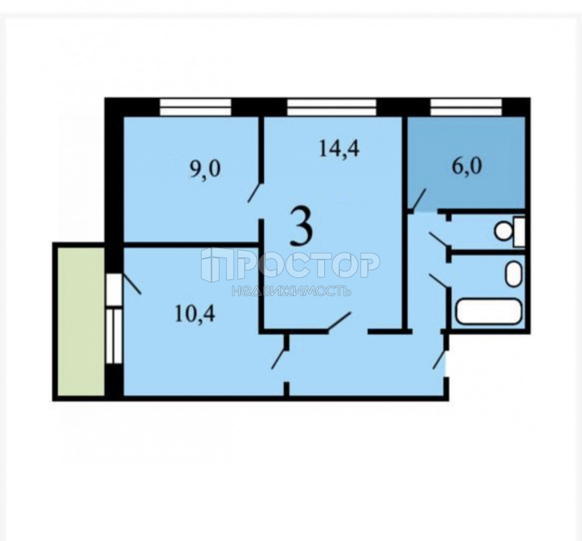 3-комнатная квартира, 50.3 м² - фото 38