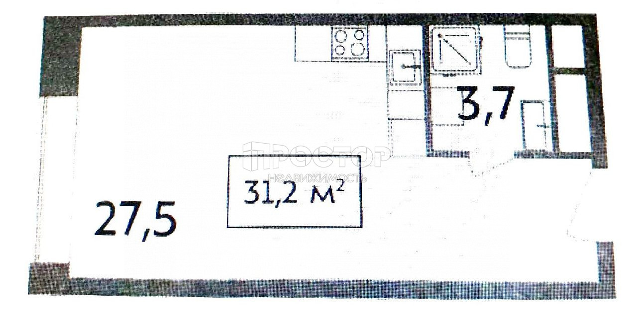 Студия, 31.2 м² - фото 2