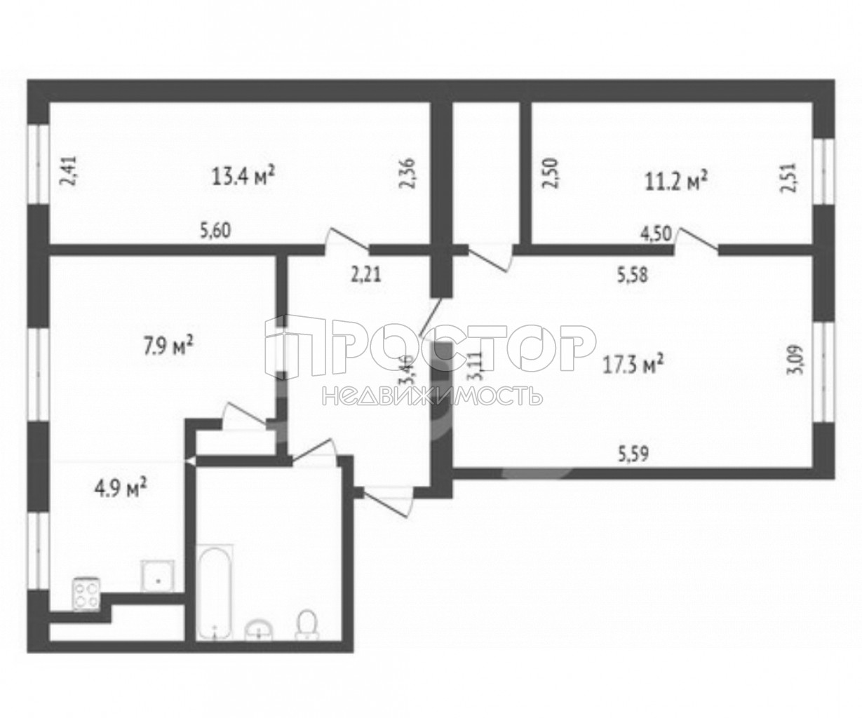 4-комнатная квартира, 71 м² - фото 3