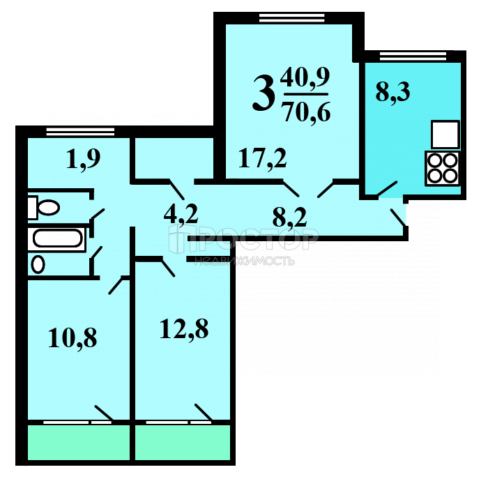 3-комнатная квартира, 71.1 м² - фото 48