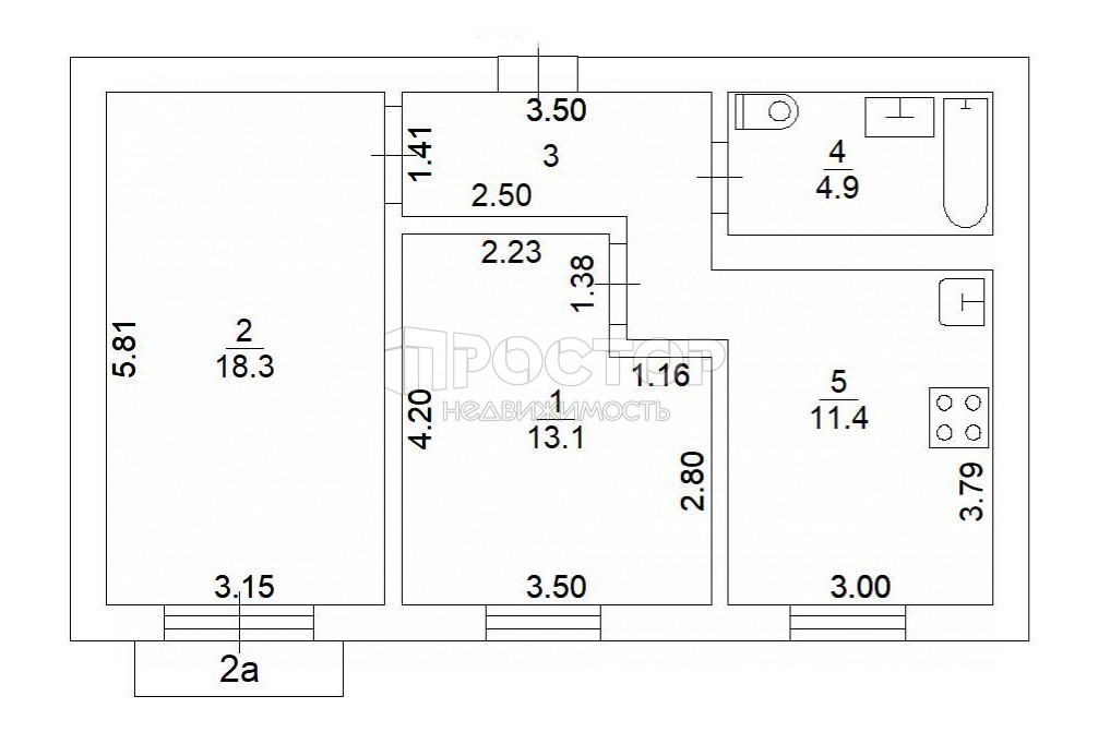 2-комнатная квартира, 56 м² - фото 25