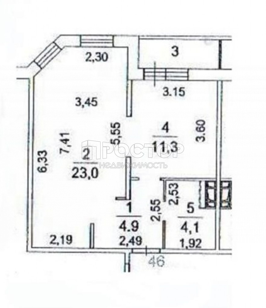 1-комнатная квартира, 46 м² - фото 13