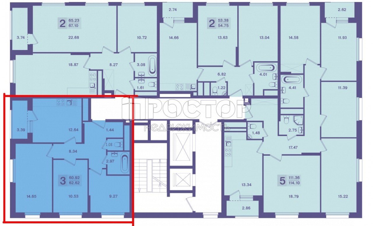 3-комнатная квартира, 63 м² - фото 6