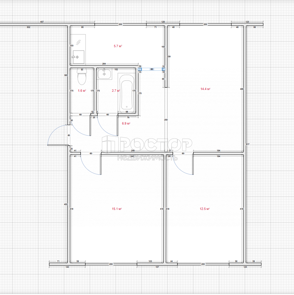 3-комнатная квартира, 54 м² - фото 12