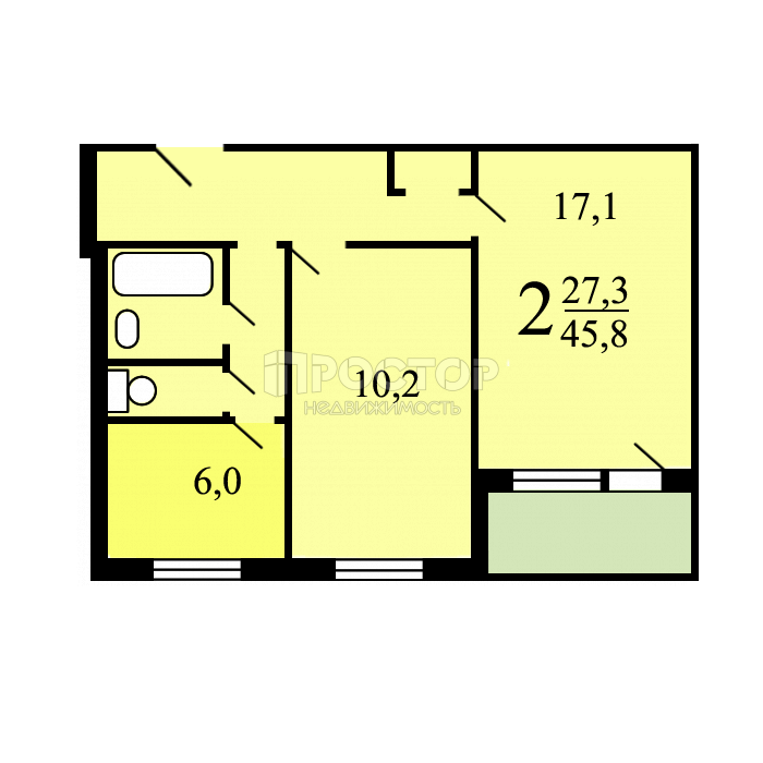 2-комнатная квартира, 46 м² - фото 30