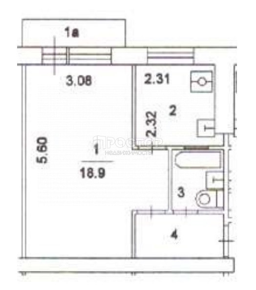 1-комнатная квартира, 30.4 м² - фото 15