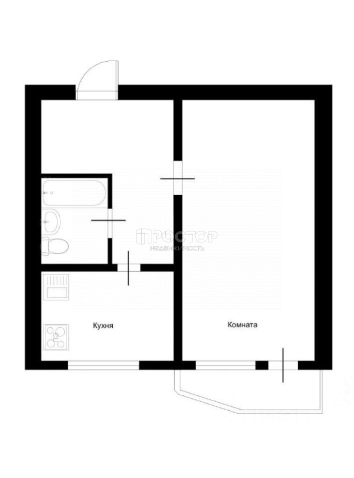 1-комнатная квартира, 35.2 м² - фото 17