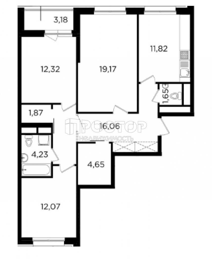 3-комнатная квартира, 85.43 м² - фото 6