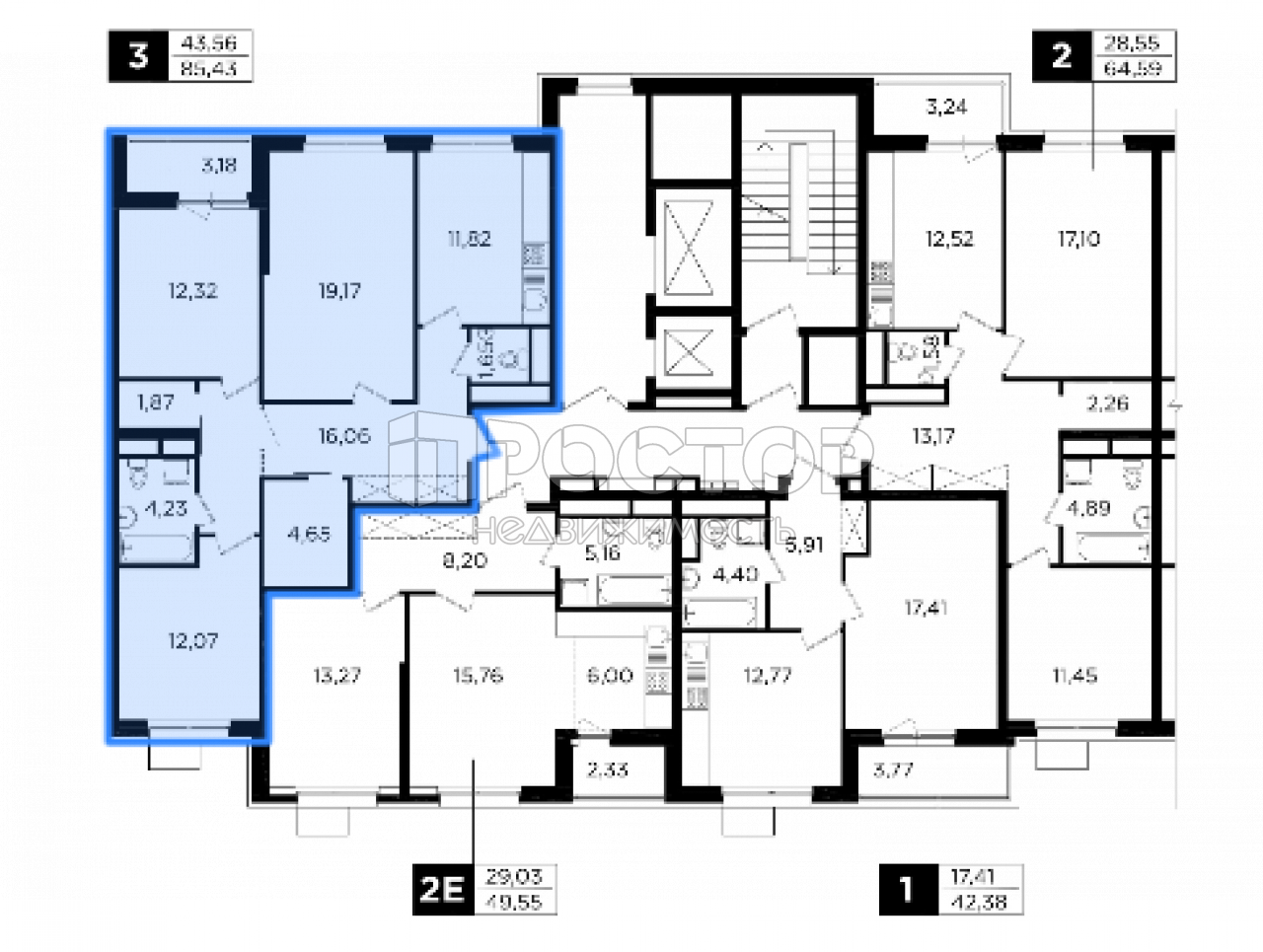 3-комнатная квартира, 85.43 м² - фото 7