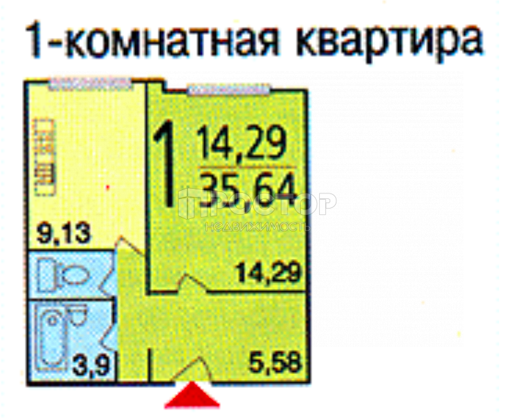 1-комнатная квартира, 35.4 м² - фото 8