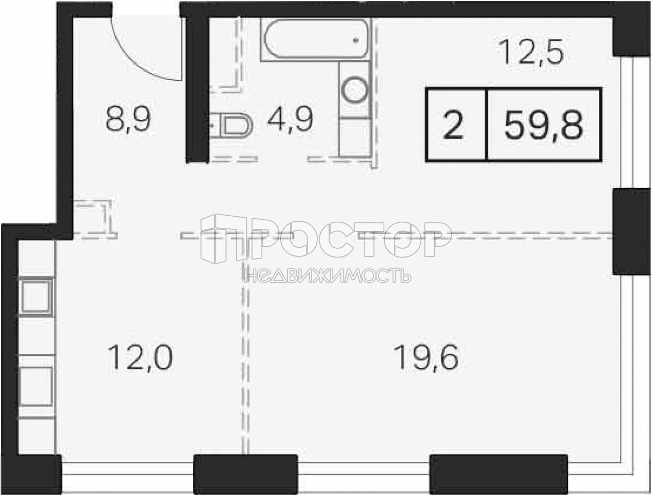 2-комнатная квартира, 59.8 м² - фото 7