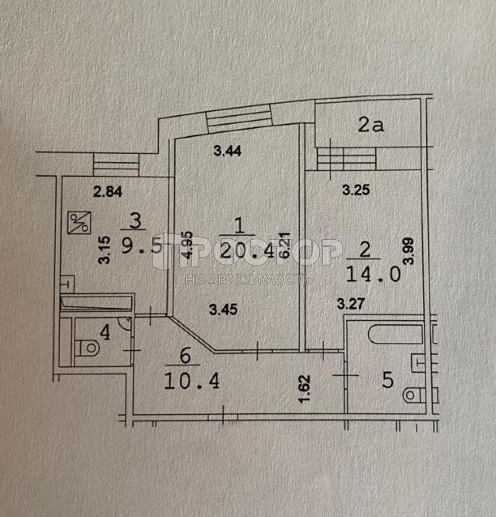 2-комнатная квартира, 63.3 м² - фото 2