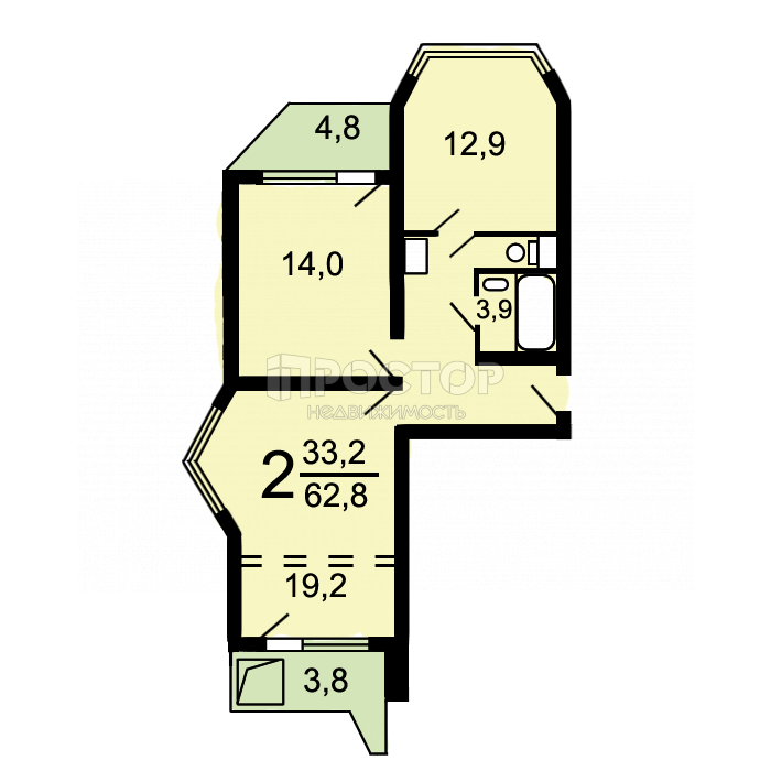 2-комнатная квартира, 62.8 м² - фото 14
