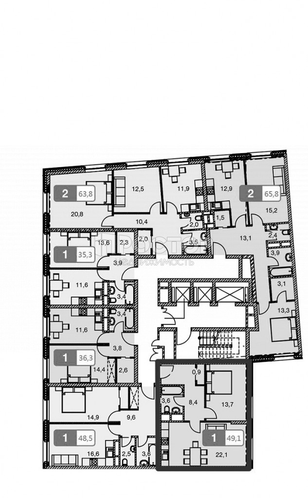 2-комнатная квартира, 65.8 м² - фото 4
