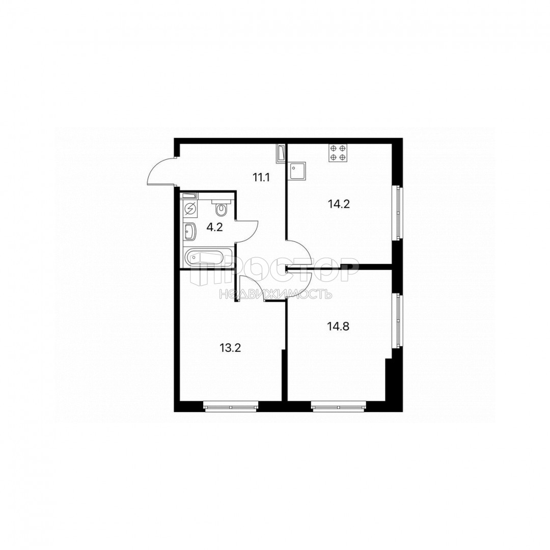 2-комнатная квартира, 57.5 м² - фото 26